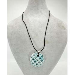 Siyah Derili Yuvarlak Mermer Desenli Doğal Taş Kolye